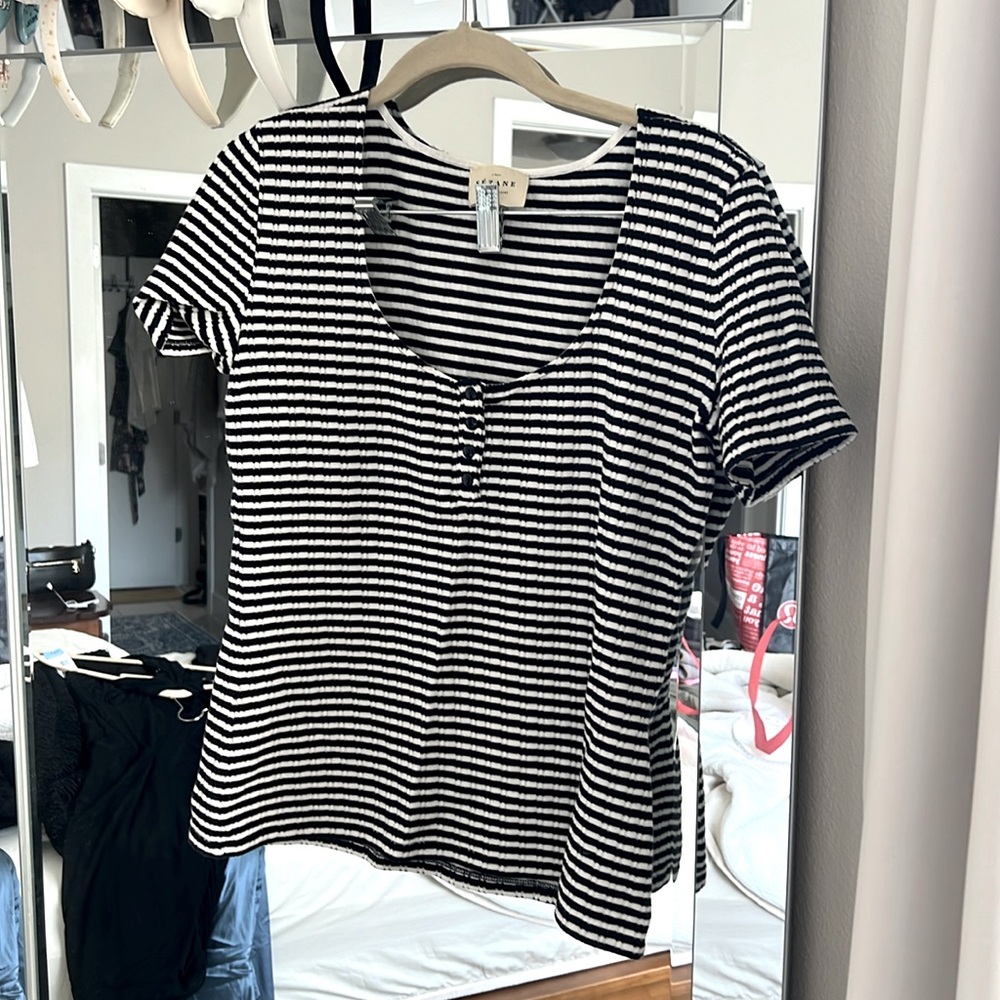 Sézane | Navy Striped 100% Cotton Tee | Size S